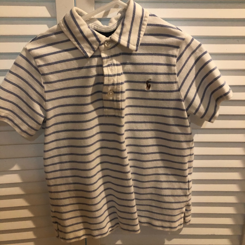 Boys blue and white striped Ralph Lauren polo